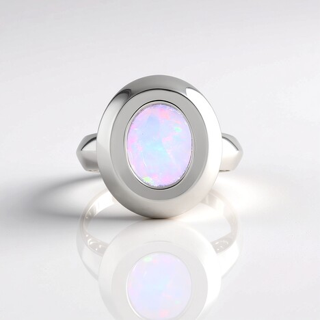 Anello in argento con Opale di Welo AAA (de Melo Essence)
