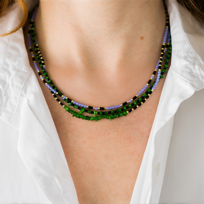 Edelstein-Silberhalskette