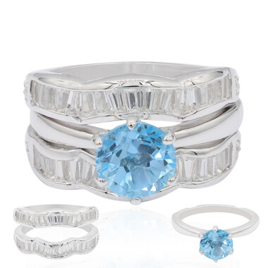 Anello in argento con Topazio Blu Svizzero