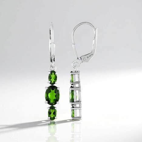 Orecchini in argento con Diopside Russo