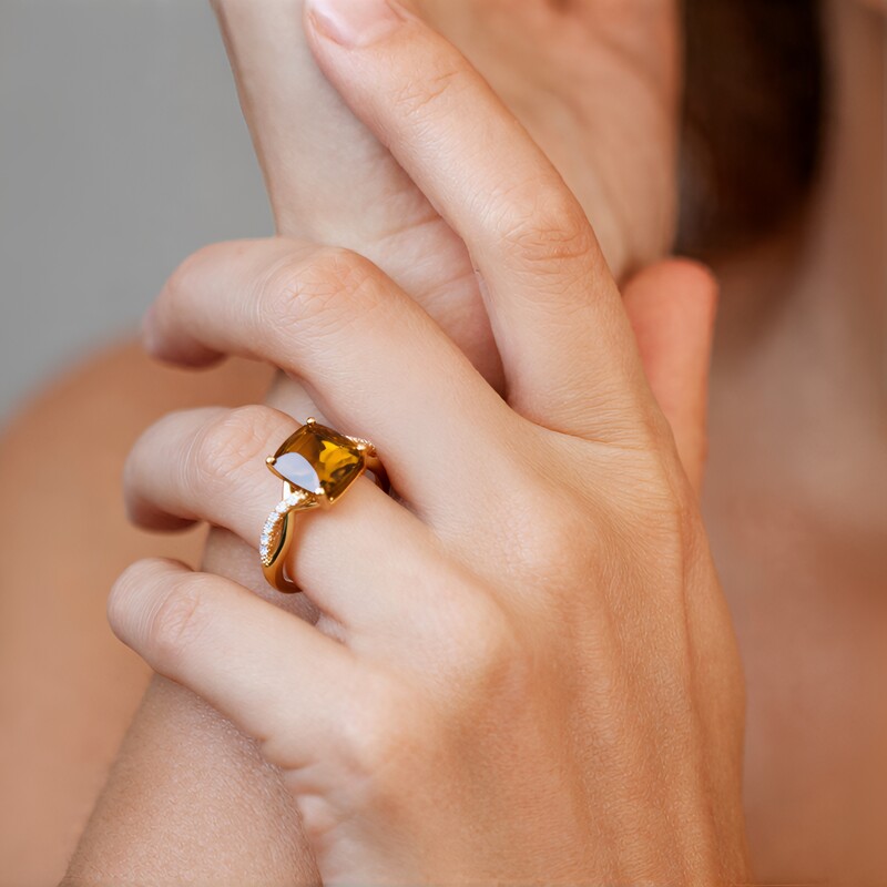 Nicht erhitzter Gelber Tansanit-Goldring