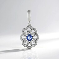 Pendentif en argent et Saphir bleu de Ceylan non chauffé