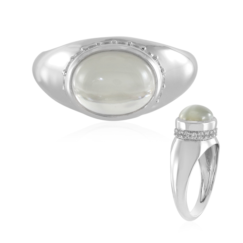 Bague Collection Coeur ajustable pierre de lune naturelle et argent 925