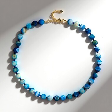 Blue Agate Silver Necklace