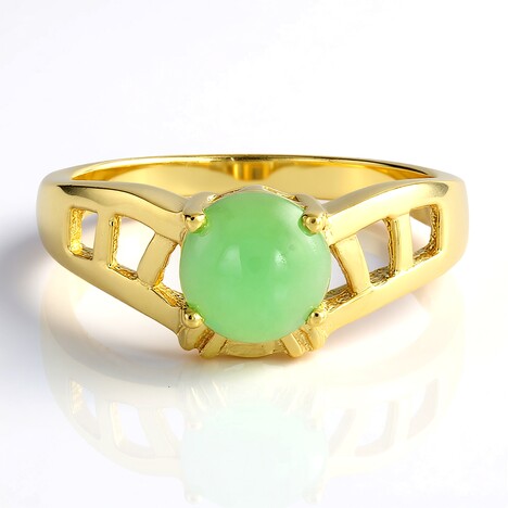 Anello placcato in oro con Crisoprasio Imperiale