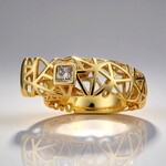 Anello in oro con Diamante Champagne I2 (Ornaments by de Melo)