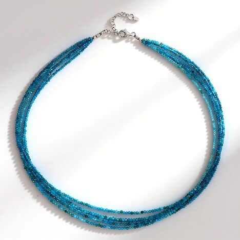 Collier en argent et Apatite bleu néon