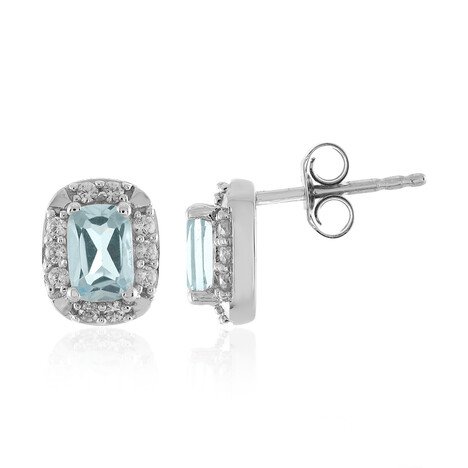 Zilveren oorbellen met hemel-blauwe topaasstenen