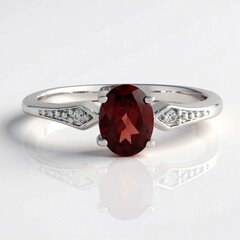 Anello in argento con Granato Mozambico