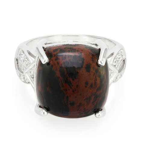Anillo en plata con Obsidiana caoba