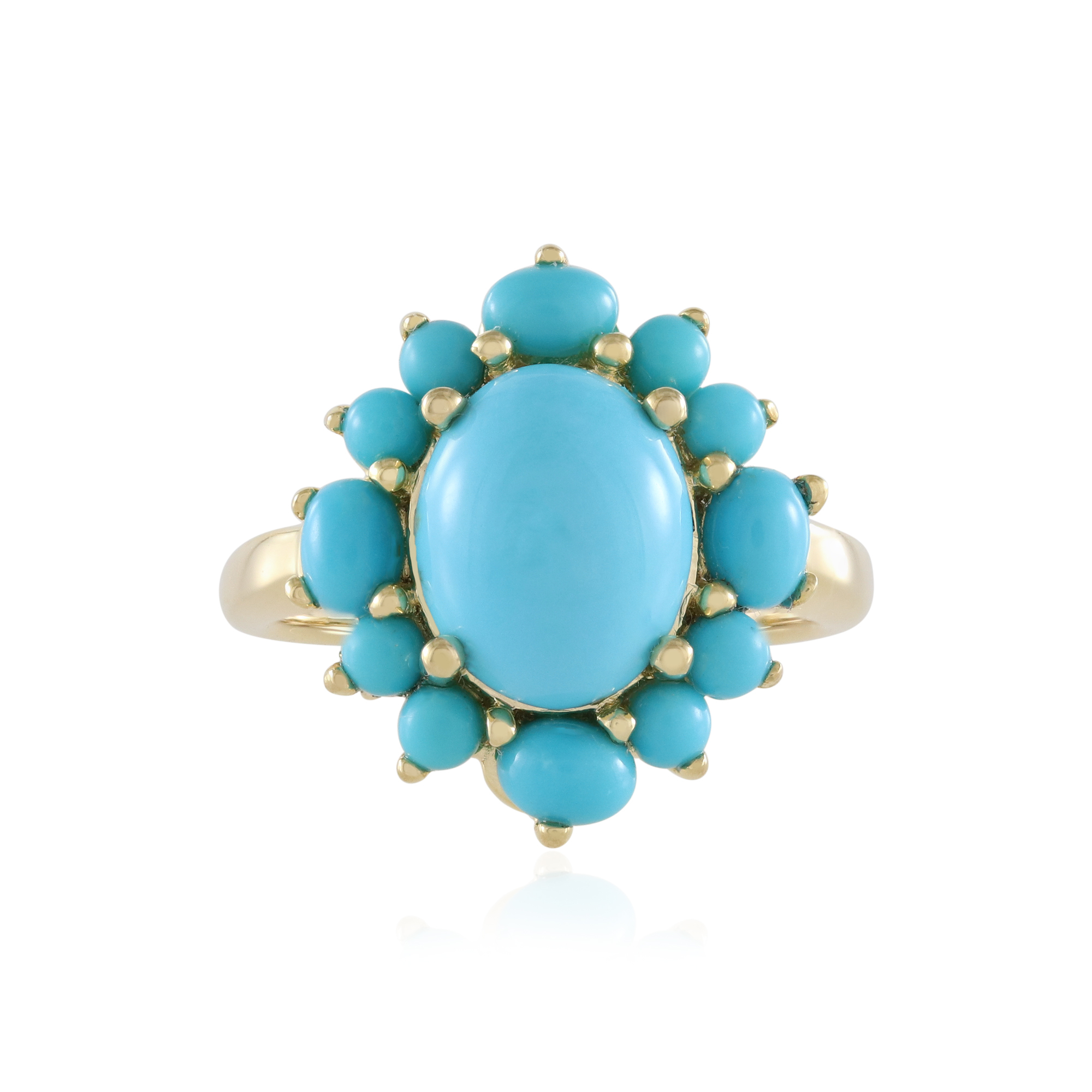 Flongo - Anello da Uomo Donna con Sigillo in Pietra Turchese Anello con Zircone Lucidato a Mano, Regalo di Gioielli per Lui
