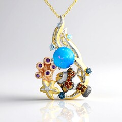 Collana in argento con Opale Blu dell'Etiopia