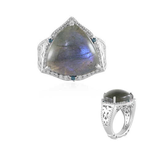 Zilveren ring met een labradoriet (Dallas Prince Designs)