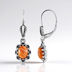 Orecchini in argento con Conchiglia di Ostrica Spinosa Arancione (Desert Chic)