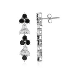 Boucles d'oreilles en argent et Spinelle noir