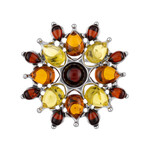 Broche en argent et Ambre baltique couleur cognac (dagen)