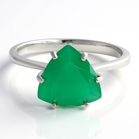 Anello in argento con Calcedonio Verde