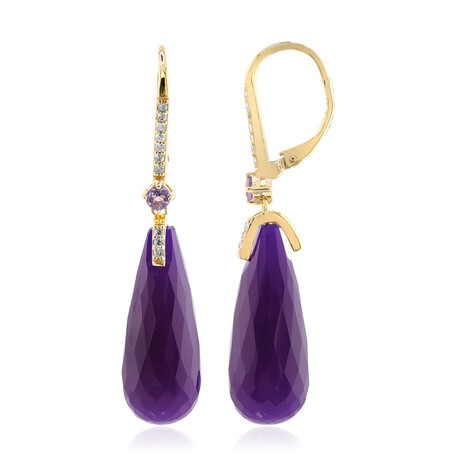 Pendientes en plata con Calcedonia morada
