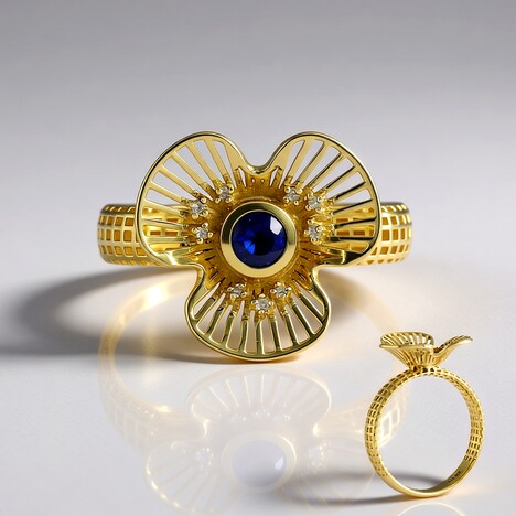 Anello in oro con Zaffiro Blu (Ornaments by de Melo)