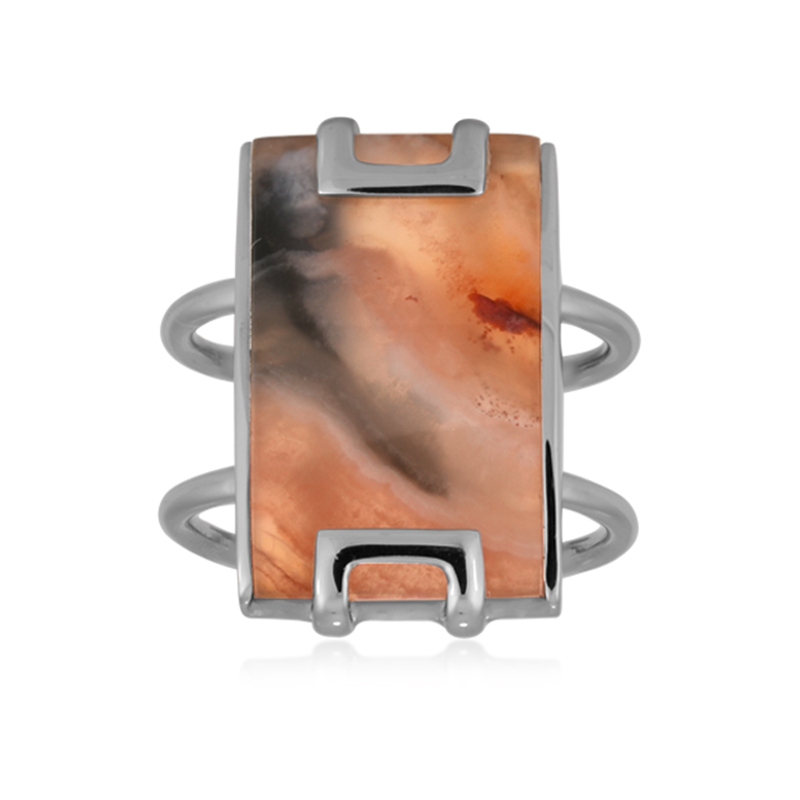 Chique Java Carneool vergulde zilveren ring, 13 ct