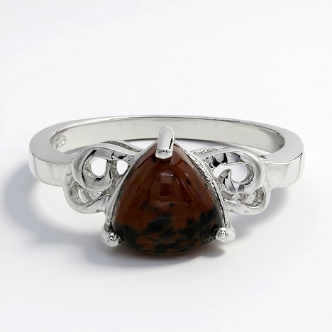 Anello in argento con Ossidiana Mogano