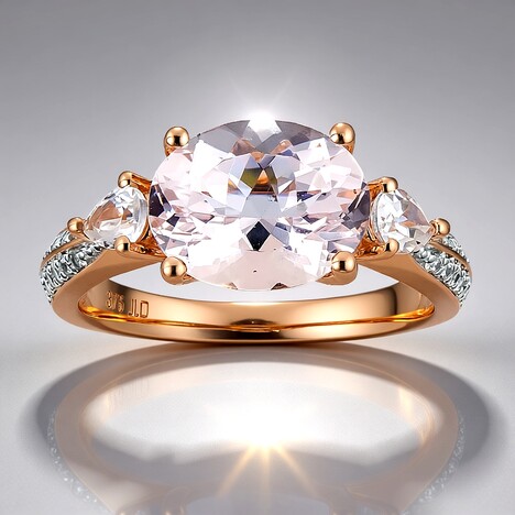 Anello in oro con Berillo Rosa non riscaldato