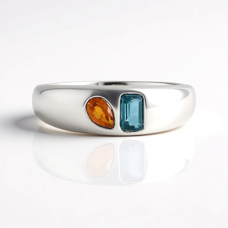 Bague en argent et Kyanite bleu pétrole