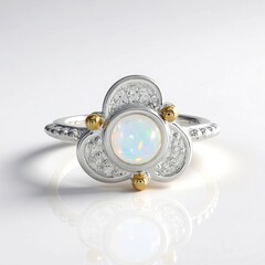 Anello in argento con Opale di Welo (Granulieren)