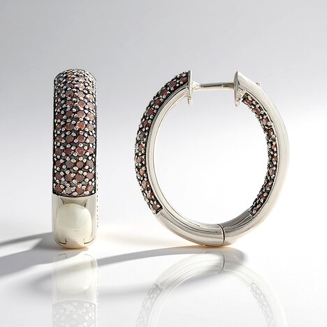 Orecchini in argento con Diamante Rosso