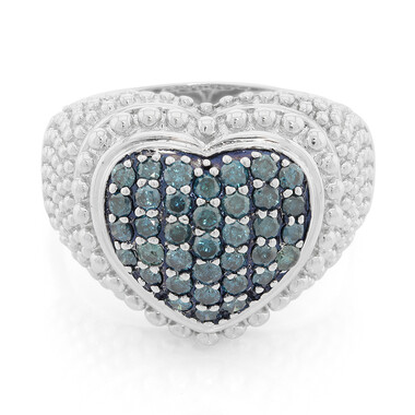 Blauer Diamant-Silberring