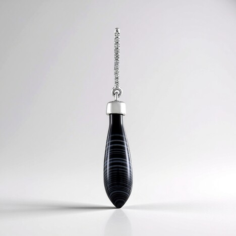 Ciondolo in argento con Agata Nera (MONOSONO COLLECTION)
