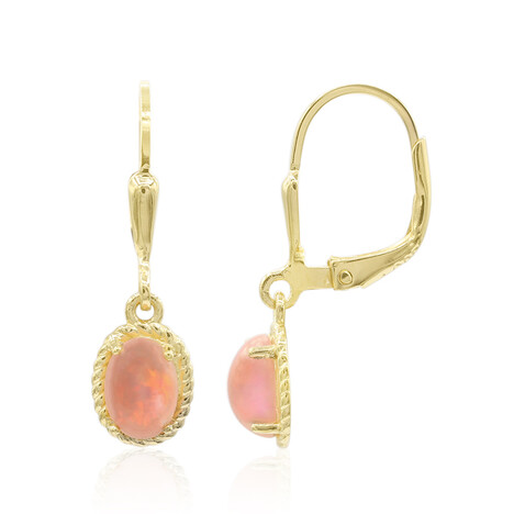 Boucles d'oreilles en argent et Opale rose d'Éthiopie