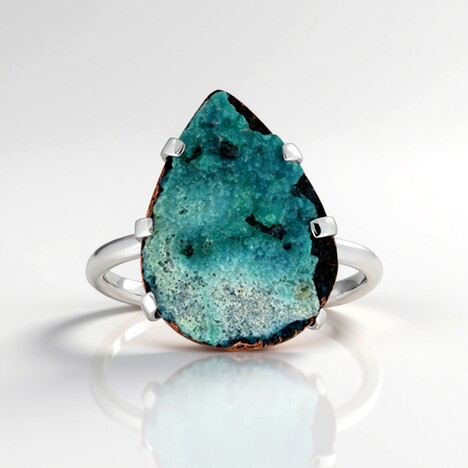 Anello in argento con Silice gemma drusa (Bali Barong)