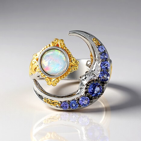 Anello in argento con Opale di Welo (Gems en Vogue)