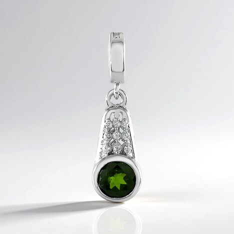 Ciondolo in argento con Diopside Russo