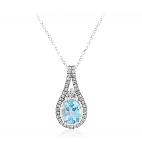 Collier en argent et Topaze bleu ciel