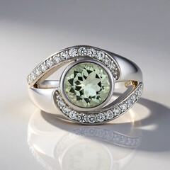 Anello in argento con Ametista Verde (de Melo Essence)