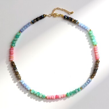 Collier en argent et Opale rose