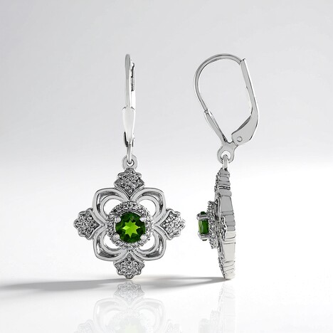 Orecchini in argento con Diopside Russo