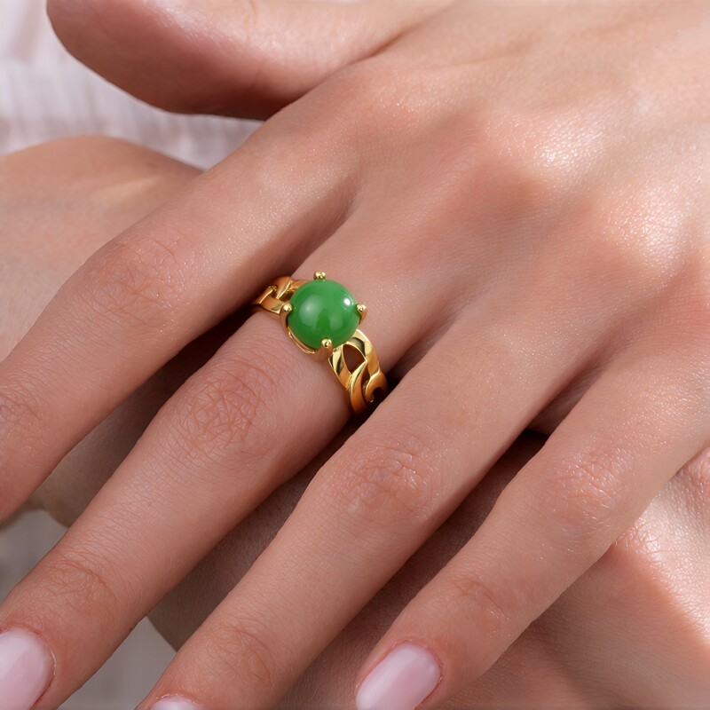 Zilveren ring met een keizerlijk chrysopraas