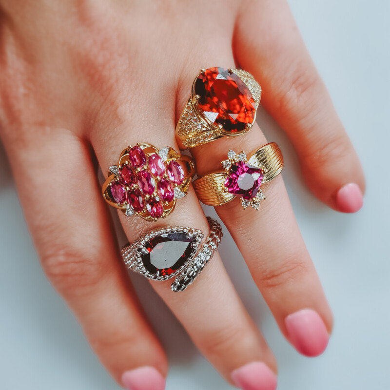 Hessonit-Granat-Goldring