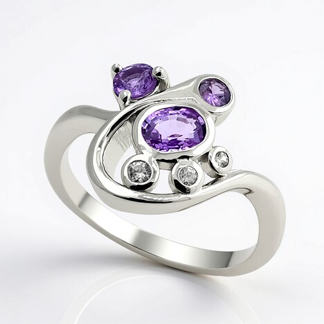 Anello in argento con Zaffiro Ceylon Porpora