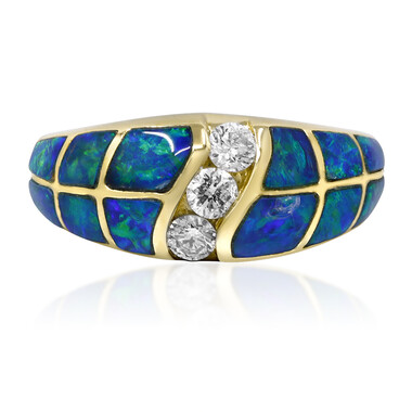 14K Lightning Ridge Black Opal Gold Ring (CIRARI)