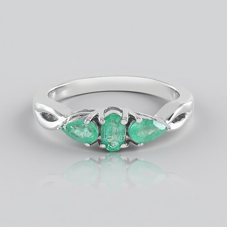 Anello in argento con Smeraldo Russo