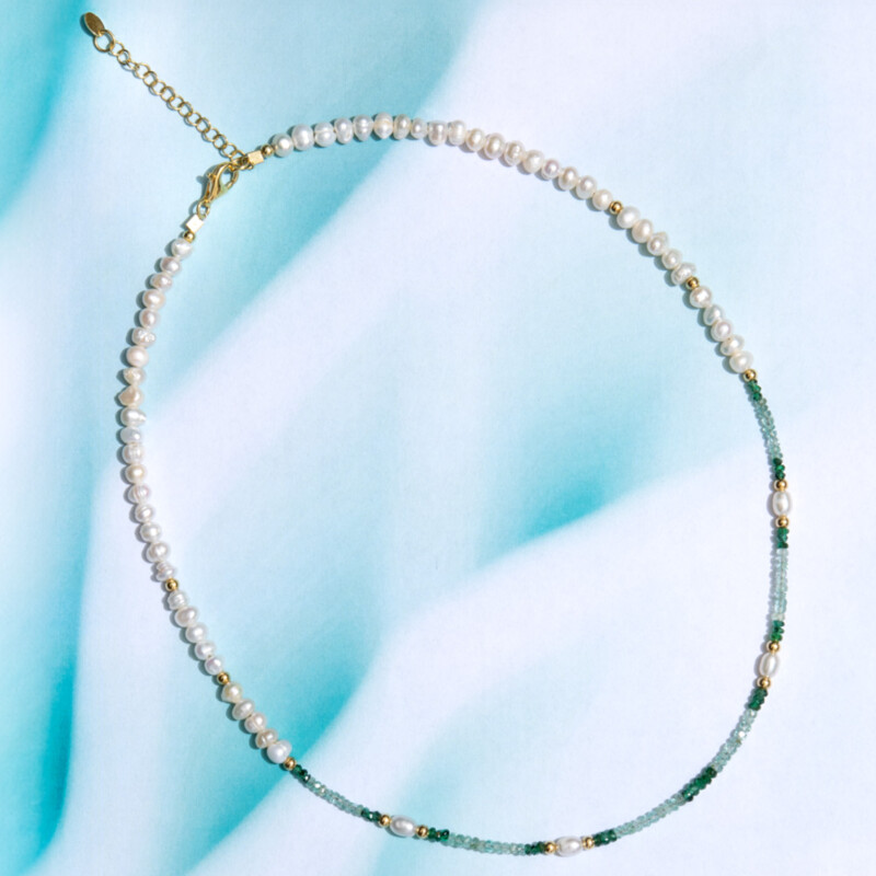 Collar en plata con Perla blanca Freshwater (Riya)