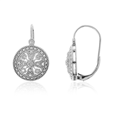 Salt and Pepper Diamond Silver Earrings