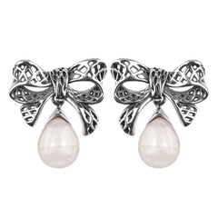 Rose Quartz Silver Earrings