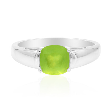 Bague en argent et Opale verte du Brésil