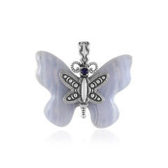 Pendentif en argent et Agate zonée bleue (Desert Chic)