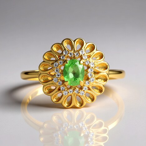 Anello in argento con Tsavorite della Tanzania